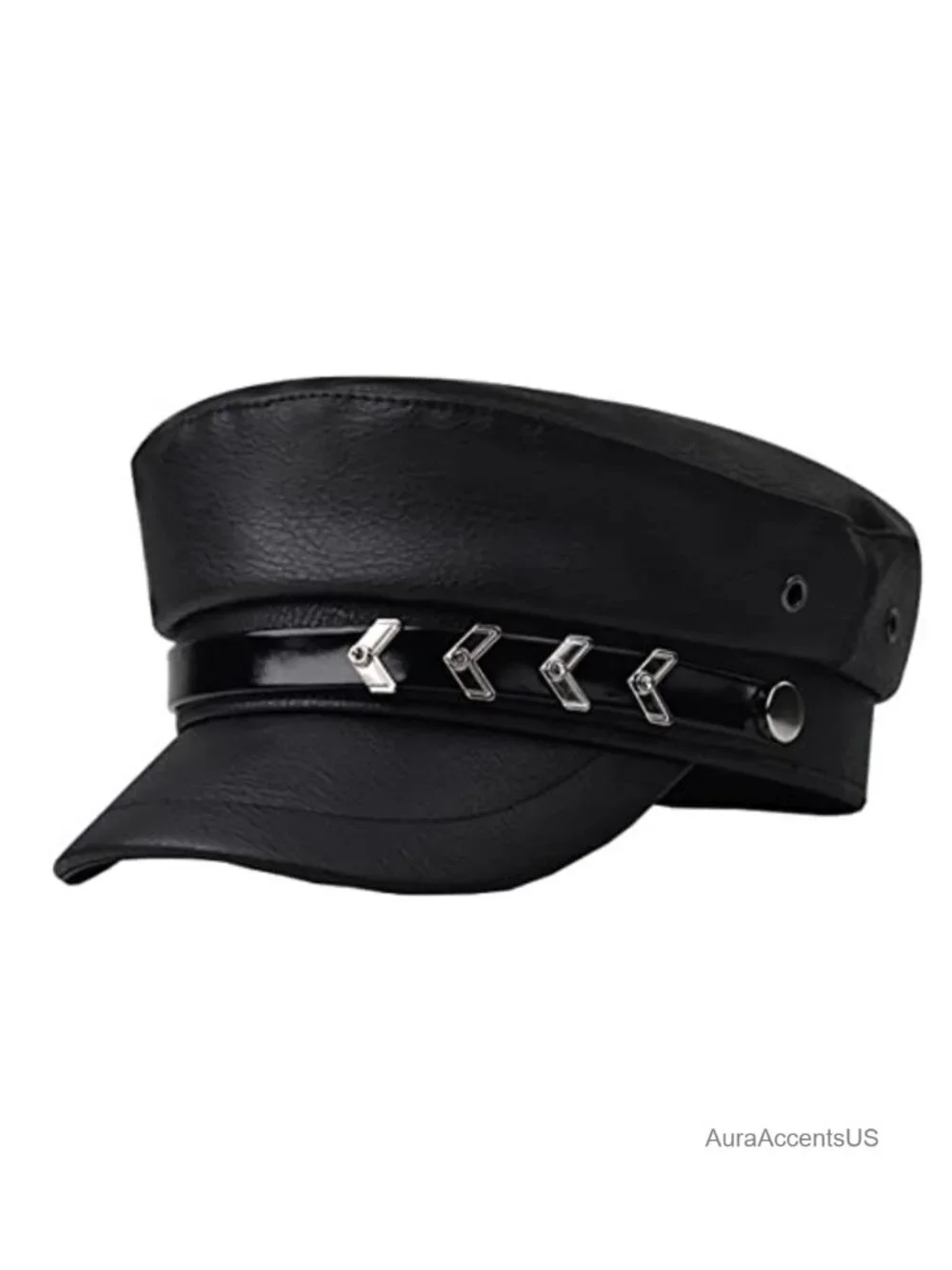 PU Leather Newsboy Cap Cabbie Baker Boy Hat Peaked Beret Sailor